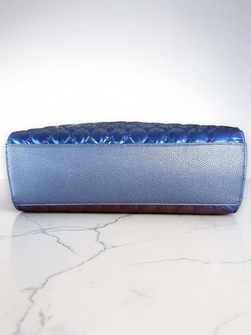 Sharif Global Generation Metallic Sapphire Blue Quilted Nylon Sample Tote - Picture 7 of 12